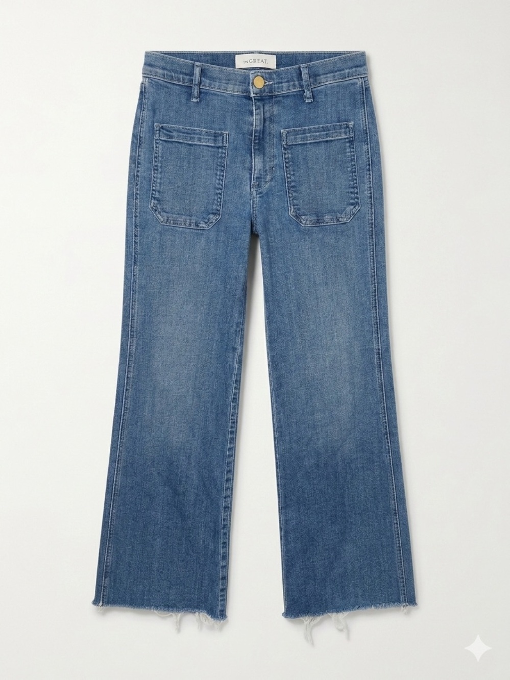 The Great Mariner Jeans‎ High Rise Wide Leg Raw Hem Coastal Chic-Sz 28